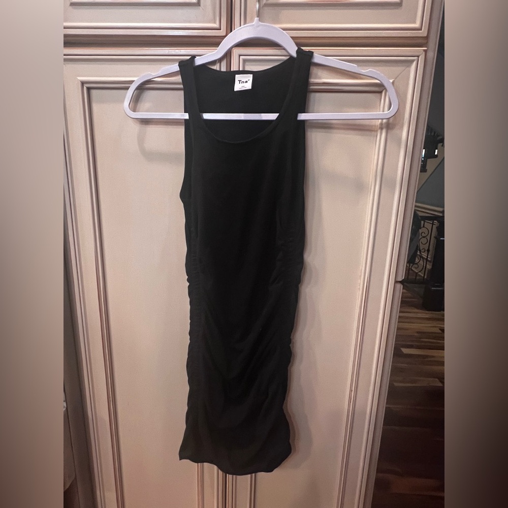 Aritzia TNA lMini black dress with ruched sides 2XS